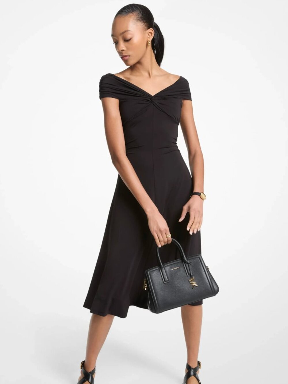 NWT Michael Kors Black Midi Dress Medium